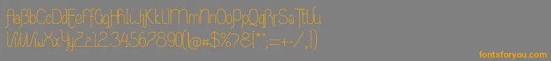 フォントRiasAltasRibadeoLGtipos Nor – オレンジの文字は灰色の背景にあります。