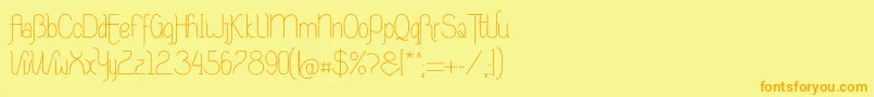 フォントRiasAltasRibadeoLGtipos Nor – オレンジの文字が黄色の背景にあります。