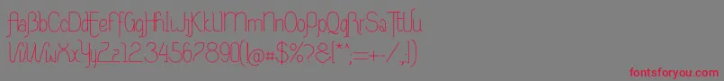 フォントRiasAltasRibadeoLGtipos Nor – 赤い文字の灰色の背景