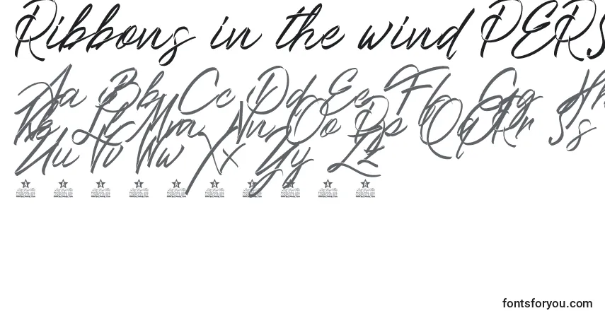 Ribbons in the wind PERSONAL USE-fontti – aakkoset, numerot, erikoismerkit