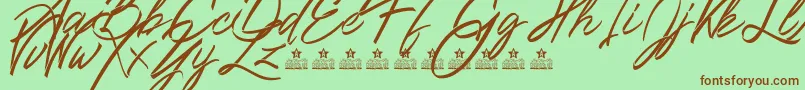Ribbons in the wind PERSONAL USE Font – Brown Fonts on Green Background