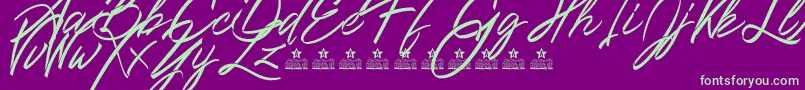 Ribbons in the wind PERSONAL USE Font – Green Fonts on Purple Background