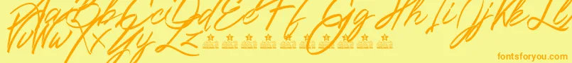Ribbons in the wind PERSONAL USE Font – Orange Fonts on Yellow Background