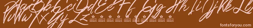 Шрифт Ribbons in the wind PERSONAL USE – розовые шрифты на коричневом фоне