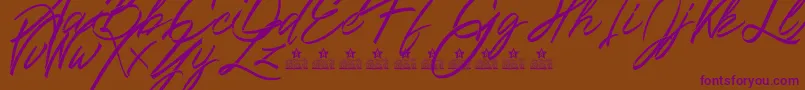 Ribbons in the wind PERSONAL USE Font – Purple Fonts on Brown Background