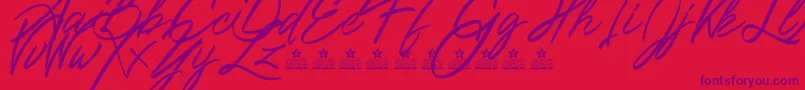 Ribbons in the wind PERSONAL USE Font – Purple Fonts on Red Background