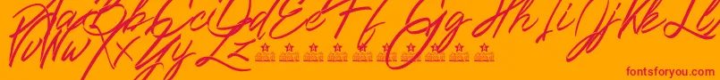 Ribbons in the wind PERSONAL USE Font – Red Fonts on Orange Background
