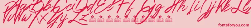 Ribbons in the wind PERSONAL USE Font – Red Fonts on Pink Background