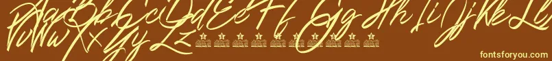 Ribbons in the wind PERSONAL USE Font – Yellow Fonts on Brown Background