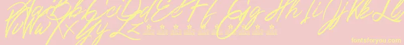 Ribbons in the wind PERSONAL USE Font – Yellow Fonts on Pink Background