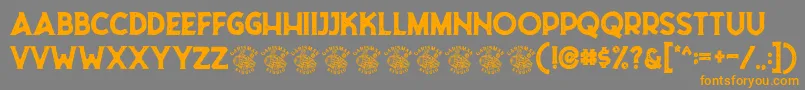 Riborn Stamp Demo-Schriftart – Orangefarbene Schriften auf grauem Hintergrund