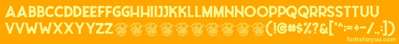Шрифт Riborn Stamp Demo – жёлтые шрифты на оранжевом фоне