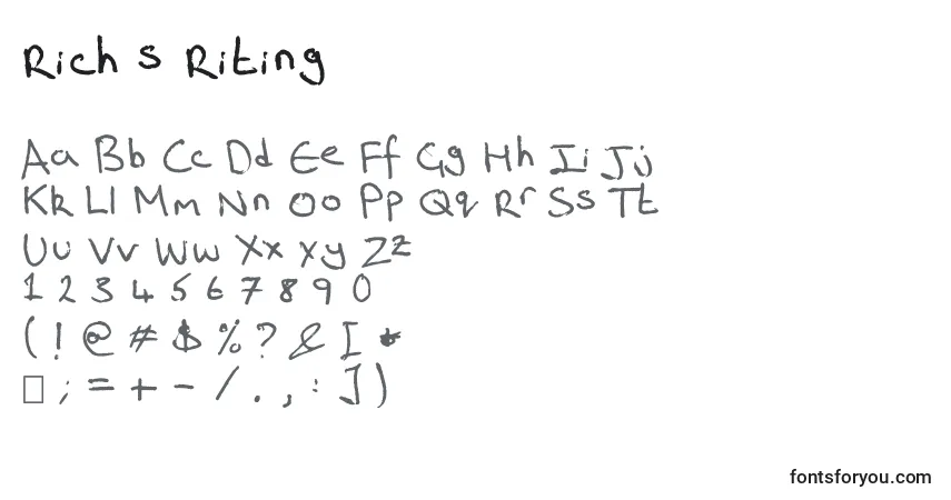A fonte Rich s Riting – alfabeto, números, caracteres especiais