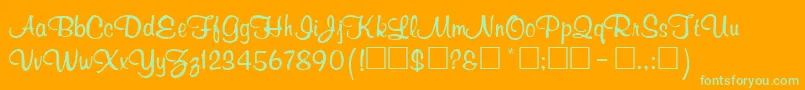 richardm Font – Green Fonts on Orange Background