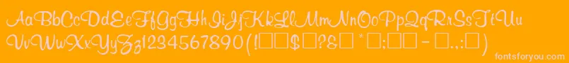 richardm-Schriftart – Rosa Schriften auf orangefarbenem Hintergrund