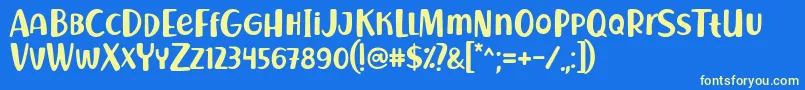 Richela Kids Font by Keithzo 7NTypes Font – Yellow Fonts on Blue Background