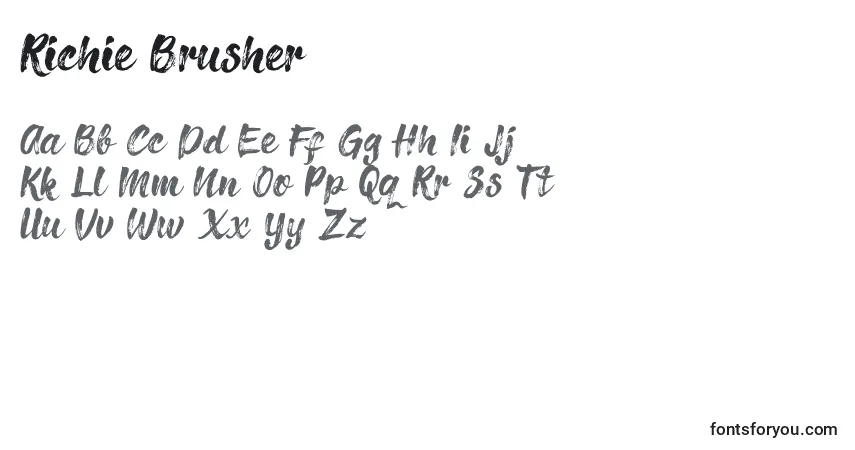 Czcionka Richie Brusher – alfabet, cyfry, specjalne znaki