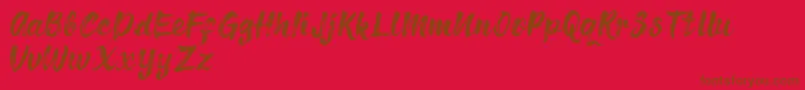 Richie Brusher Font – Brown Fonts on Red Background