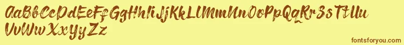 Richie Brusher Font – Brown Fonts on Yellow Background