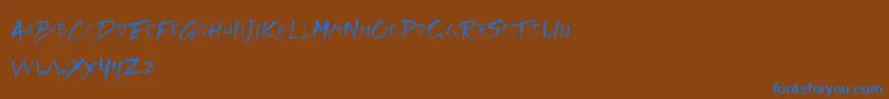 Czcionka Rickies Free – niebieskie czcionki na brązowym tle
