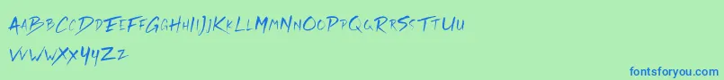 Rickies Free-Schriftart – Blaue Schriften auf grünem Hintergrund