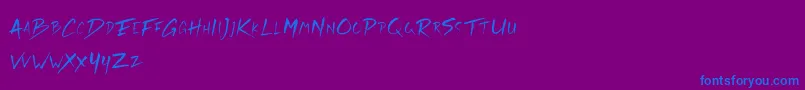 フォントRickies Free – 紫色の背景に青い文字