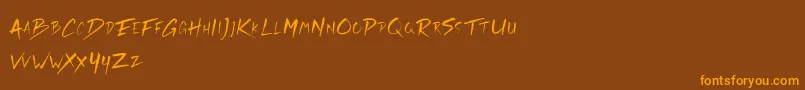 Rickies Free-Schriftart – Orangefarbene Schriften auf braunem Hintergrund