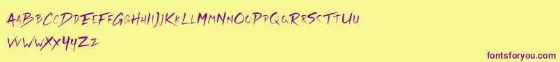 Rickies Free-Schriftart – Violette Schriften auf gelbem Hintergrund