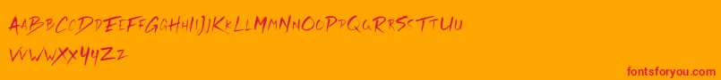 Rickies Free-Schriftart – Rote Schriften auf orangefarbenem Hintergrund