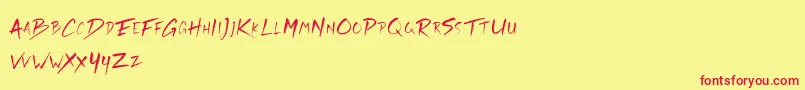 Rickies Free-Schriftart – Rote Schriften auf gelbem Hintergrund