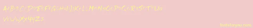 Fonte Rickies Free – fontes amarelas em um fundo rosa