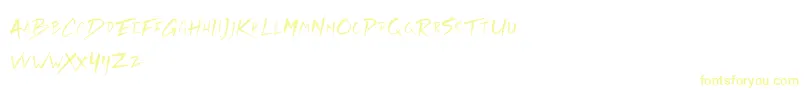 フォントRickies Free – 白い背景に黄色の文字