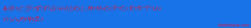 Rickies Free Font – Red Fonts on Blue Background