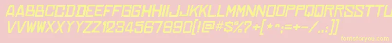ChineserocksxpItalic-Schriftart – Gelbe Schriften auf rosa Hintergrund