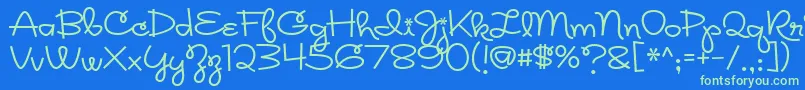 Rickles Font – Green Fonts on Blue Background