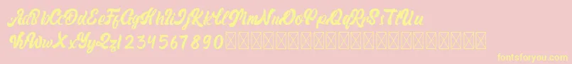 Rickon-Schriftart – Gelbe Schriften auf rosa Hintergrund