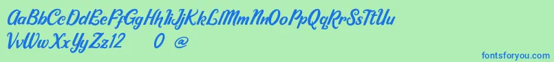 Czcionka Ricky Lhambert demo – niebieskie czcionki na zielonym tle