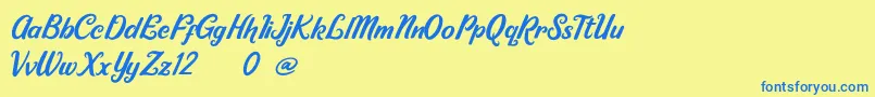 Ricky Lhambert demo Font – Blue Fonts on Yellow Background