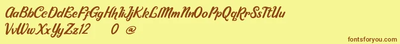 Fonte Ricky Lhambert demo – fontes marrons em um fundo amarelo