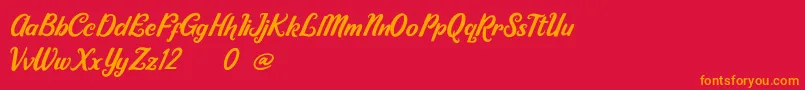 Ricky Lhambert demo Font – Orange Fonts on Red Background