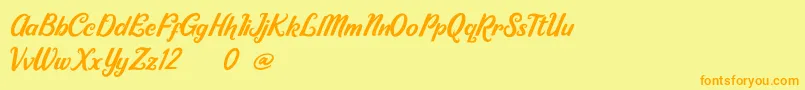 Ricky Lhambert demo-Schriftart – Orangefarbene Schriften auf gelbem Hintergrund