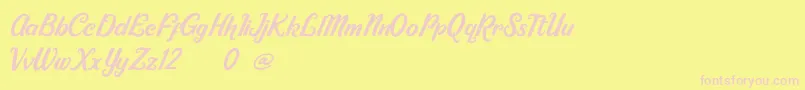 Ricky Lhambert demo-Schriftart – Rosa Schriften auf gelbem Hintergrund