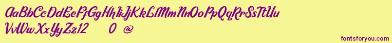 Ricky Lhambert demo Font – Purple Fonts on Yellow Background