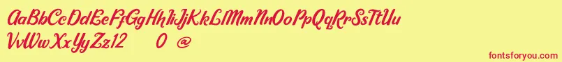 Ricky Lhambert demo Font – Red Fonts on Yellow Background