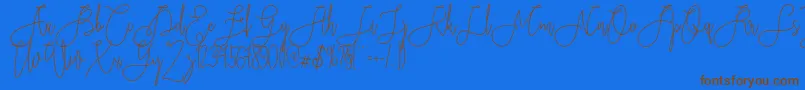 Rieesflomeo Font – Brown Fonts on Blue Background