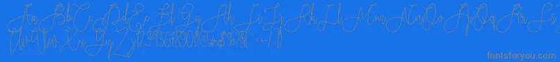 Rieesflomeo-Schriftart – Graue Schriften auf blauem Hintergrund