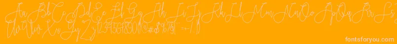 Rieesflomeo-Schriftart – Rosa Schriften auf orangefarbenem Hintergrund