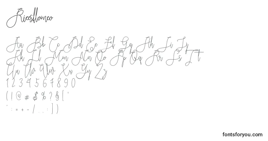 Шрифт Rieesflomeo (138687) – алфавит, цифры, специальные символы
