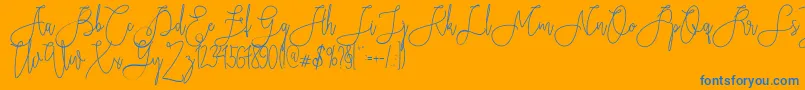 Rieesflomeo-Schriftart – Blaue Schriften auf orangefarbenem Hintergrund