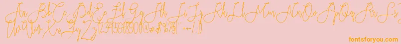 Rieesflomeo-Schriftart – Orangefarbene Schriften auf rosa Hintergrund